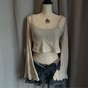 Y2k Bell Sleeve Crop Top